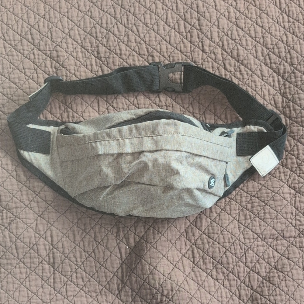 Black and Cream Belt Bag with Adjustable Strap and Sporty Design